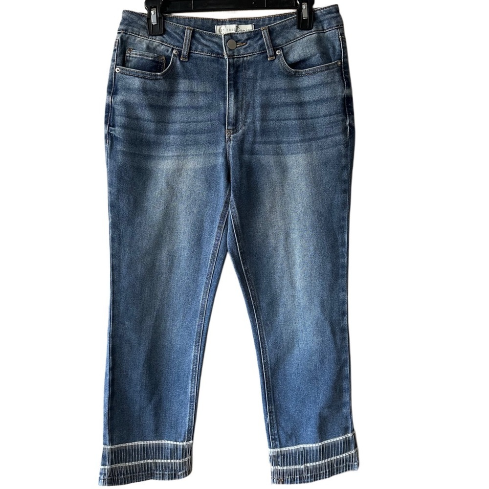 C EST. 1946 Denim Dark Wash High Rise Blue Jeans with Beaded Fringe Woman’s 8P